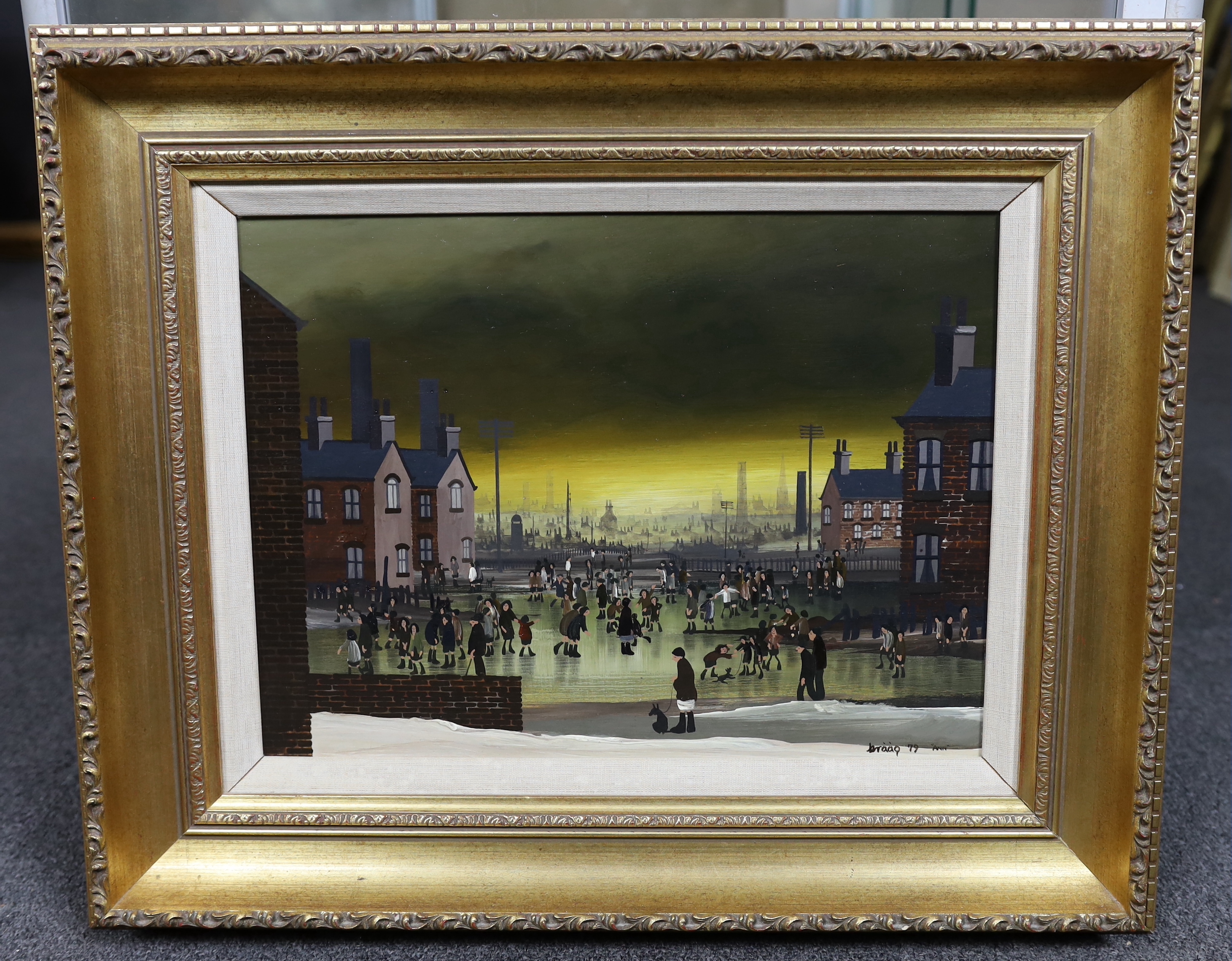 Braaq (Brian Shields, British, 1951-1997), 'How much is that then?', oil on board, 29 x 39cm